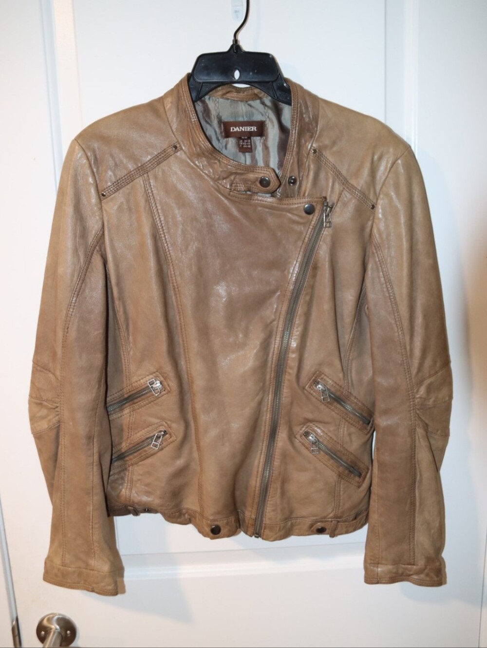 Danier Taupe/Brown Leather Moto Jacket M/M